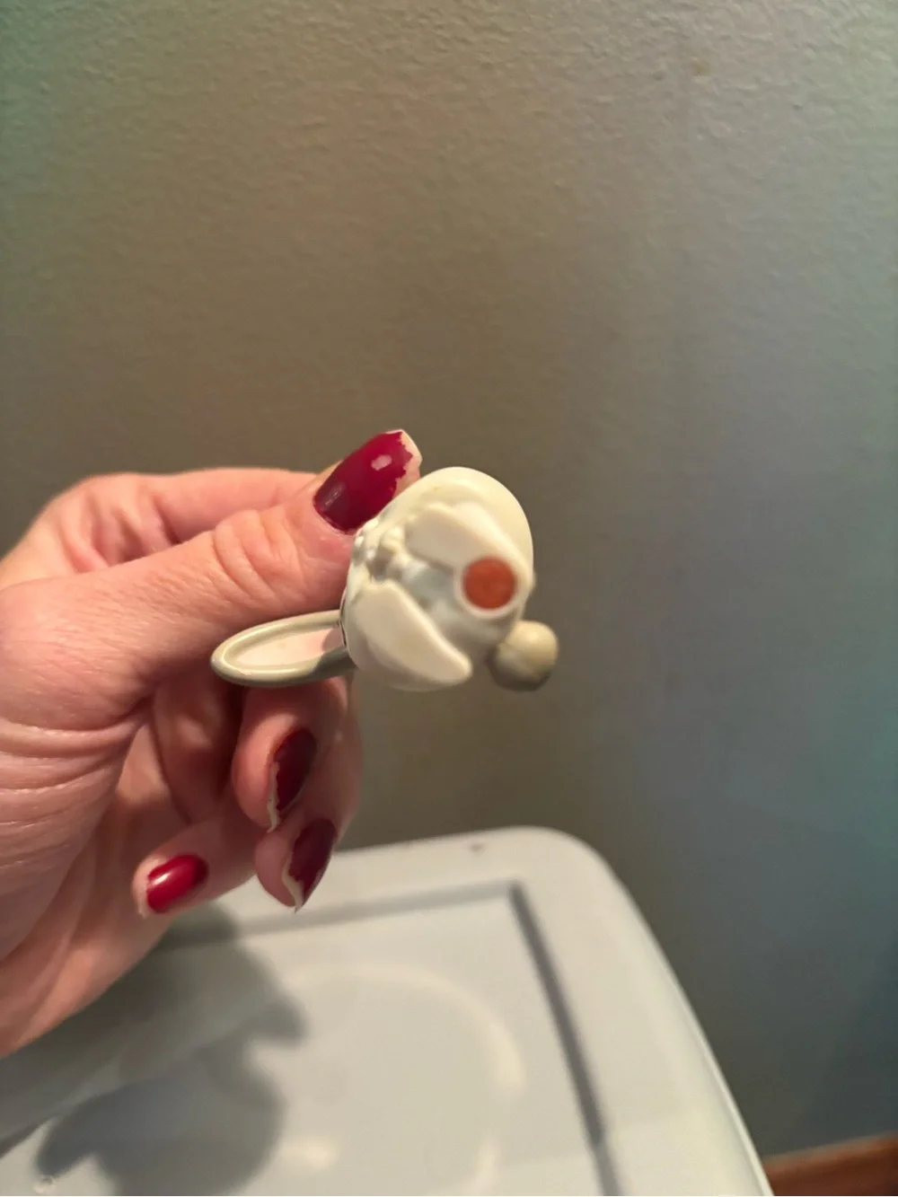 Littlest Pet Shop LPS #211 Bunny White And Grey Green Eyes Pink Around Eyes